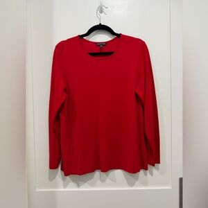 EILEEN FISHER Silk Long Sleeve- Red (Size L)